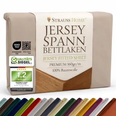 Produktbild von Strauss Home® Premium Spannbettlaken – 160 g/m² Gekämmte Baumwolle – Extra Hohe Steghöhe in Hotelqualität – Formstabil & Langlebig – Für Boxspringbetten bis 35 cm – 180x220-200x220cm - Dunkelgrau / Taupe