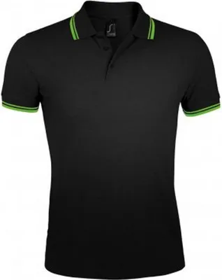 Image de SOLS Hommes Pasadena Tipped Short Sleeve Pique Polo PC2431 (L) (Black/Limette)