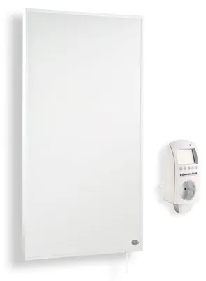 Image de Panneau de chauffage infrarouge mural - 450 watts - Blanc - Électrique - Avec thermostat intelligent - Pour salle de bain
