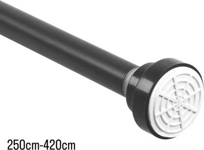 Immagine prodotto di Unyqoos® Sbarra per tende a scomparsa, senza foratura, 250–420 cm – Sbarra telescopica in acciaio inossidabile, nera, per tende pesanti e tende da doccia