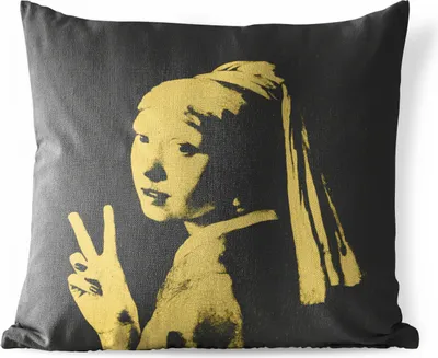Produktbild von MuchoWow® Outdoor Kissen - Mädchen mit Perlenohrring - Vermeer - Kunst - 50x50 cm - Wetterfest - Lounge Kissen - Komfortabel - Kissen mit Bild