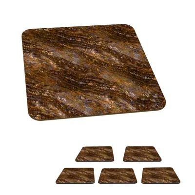 Obrázek produktu pro KitchenYeah® Skleněné podtácky Square Set of 6 Granite - Luxury - Pattern 10x10 cm Coasters for Glasses - Drink Coasters - Table Top Protection - Table Coasters for Cups Table Bar Glass