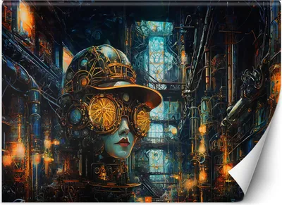 Obrázok produktu pre Vliesová fototapeta Steampunková žena Abstrakcia 450x315 cm Feeby Zlatá lepidlo je súčasťou dodávky jednoduchá inštalácia