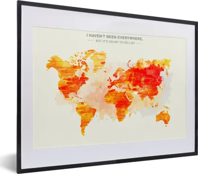 Produktbild von MuchoWow® MuchoWow® Gerahmtes Poster Weltkarte - Farbe - Sonnenuntergang 40x30 cm - Poster mit zchwarzem Bilderrahmen - Bilderrahmen - Poster im Rahmen