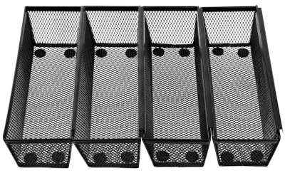 Besteckkasten 4er-Set, Schubladenorganizer, 22,7x8x5,2 cm, schwarz