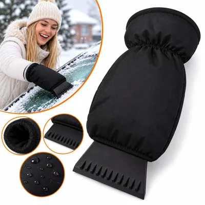 Immagine prodotto di Raschiatore per ghiaccio con guanto per auto – Raschiatore per neve e ghiaccio extra resistente – Impermeabile, antivento e foderato – Per ghiaccio e neve – S&A Essentials, Immagine generata dall'IA