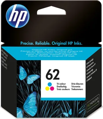 Zdjęcie produktu dla HP 62 oryginalny wkład atramentowy trójkolorowy, Standardowy, Cyjan, Purpurowy, Żółty, Atrament barwnikowy, 4,5 ml, 1 szt., 165 stron(y)