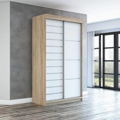 Produktbild von Schwebetürenschrank COLIN 2-türig Schrank 120 cm (Weiß, Schwarz, Sonoma)