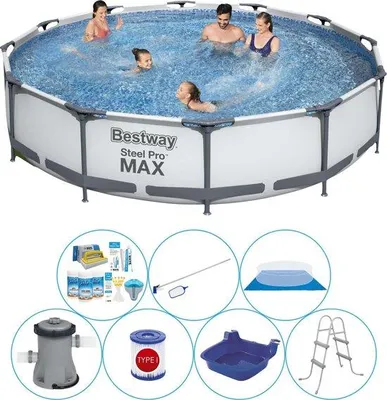 Produktbild von Rundes Schwimmbad 366x76 cm, 8-teilig, inklusive Zubehör