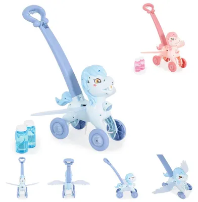 Zdjęcie produktu dla Moni, zabawka dla dzieci - konik z ruchomymi skrzydłami, wysokość 40 cm. W zestawie: bańki mydlane, ruchome skrzydła, muzyka. Kolor: niebieski