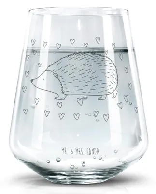 Produktbild von Mr. & Mrs. Panda Wasserglas Igel Herzen - Transparent - Geschenk, Becherglas, Vertrauen, Trinkgefäß, Liebe, Kuss, Dekoglas, Tumbler Glas, Herz, Lustige Sprüche
