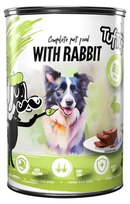 Produktbild von TufTuf | Hundefutter - Nassfutter für Hunde Kaninchen - TufTuf Dose 800 g - vollwertige Hundenahrung - Hundefutter