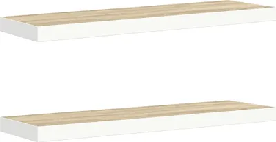 Produktbild von vidaXL Schweberegale 2 Stk. Eiche und Weiß 90x23,5x3,8 cm MDF