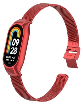 Produktbild von By Qubix Milanaise-Armband mit case - Rot - passend für Xiaomi Smart Band 8 / 9 / 10
