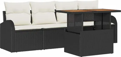 Produktbild von vidaXL Garten-Sofa-Set 5 stk. Schwarz Poly Rattan