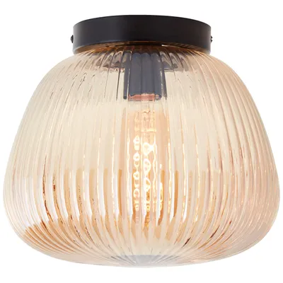 Produktbild von Deckenlampe, Riffelglas, 22 x 25 cm, E27, Amber-Bernsteinfarben