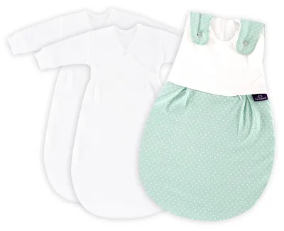 Produktbild von Träumeland Babyschlafsack LIEBMICH 3tlg. Set Pünktchen mint, Größe 80/86