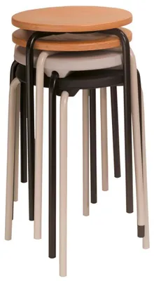Produktbild von Stapelhocker, Sitz Höhe 500 mm, Stahlgestell lichtgrau, Sitzfläche Buche-Schichtholz