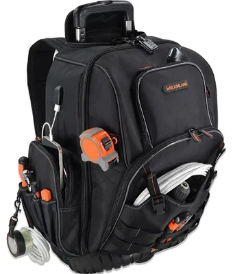 Produktbild von Werkzeugrucksack mit Rollen 72 Taschen Schwarz Orange L