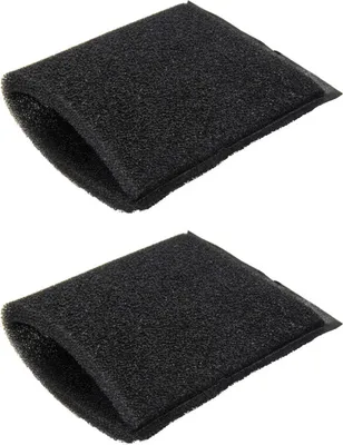 Two black foam filters against a white background.