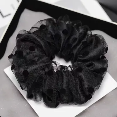 Produktbild von Haargummis aus der Höhle der Löwen für Damen, Set mit 2 Stück – schwarz, groß und elastisch, für Pferdeschwänze und Frisuren im französischen Stil