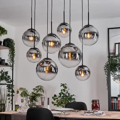 Produktbild von Fossobiubo Hängelampe aus Metall/Glas in Schwarz/Rauchfarben/Klar