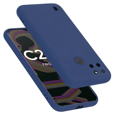 A blue phone case is shown on a white background, with a phone partially visible underneath.
