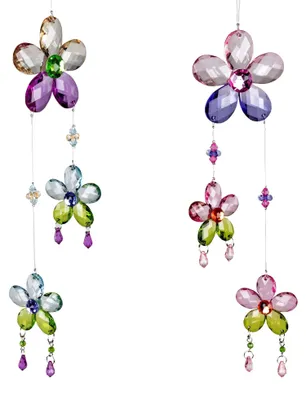 Produktbild von 2er Set Girlande Blumen 28 cm Fensterdeko Hänger hängend