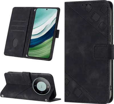 Produktbild von Hülle für Huawei Mate 60 Prägung Flip Leder Brieftasche Schutzhülle mit Ständer Schwarz