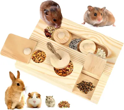 Productafbeelding van Hamsterspeelgoed 6 in 1, houten activiteitsspeelgoed, voor knaagdieren