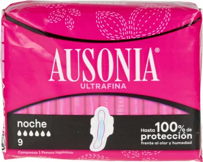 Zdjęcie produktu dla Nocne podpaski higieniczne Ausonia ze skrzydełkami 9 sztuk