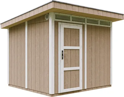 Imagen del producto de Casa de jardín de alta calidad, 5,9 m², con suelo y tejas de betún. Cobertizo para herramientas, dimensiones: 279 cm de ancho x 293 cm de largo x 239 cm de alto. Cabaña de jardín TIMBELA M903, color marrón tierra