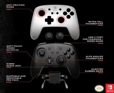 Zdjęcie produktu dla PowerA 1515672-01 Kontroler do gier czarny, biały Bluetooth/USB Gamepad analogowy Nintendo Switch, Nintendo Switch Lite
