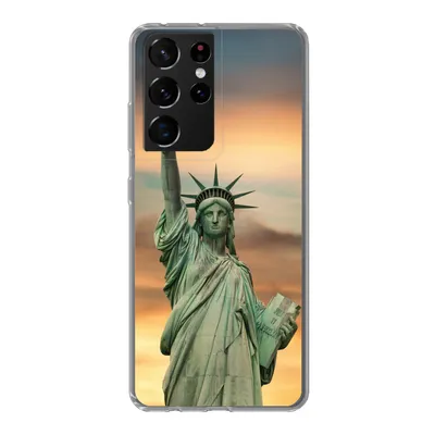 Produktbild von MuchoWow® Handyhülle Schutzhülle Hülle für Samsung Galaxy S21 Ultra New York - Freiheitsstatue - Sonnenuntergang Silikon Softcase Handy Hülle - Mobiltelefon