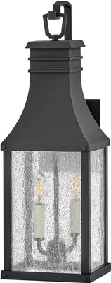 Produktbild von Außenleuchte Wand Aluminium Glas IP44 Schwarz antik E14 2-flammig Vintage Design Außenlampe