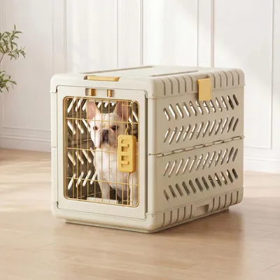 Productafbeelding van Hondenbox Opvouwbaar - Bruin - 71x46x53 cm - Voor Kleine Honden En Katten