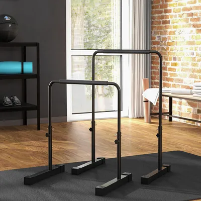 Produktbild von Dip Station höhenverstellbar, Liegestützgriffe Parallettes, Vierkantstahl, Schwarz | 70x50x100 cm | 80–105 cm | bis 120 kg
