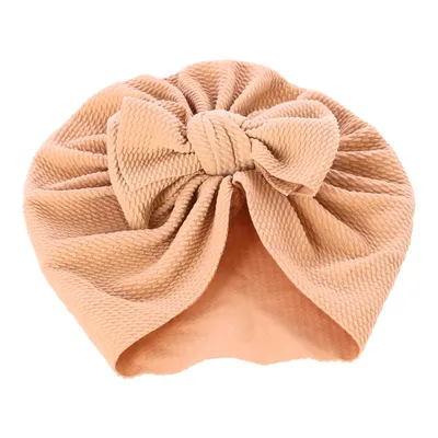 Produktbild von Baby-Turban mit Schleife, Mädchenmütze - hellbraun
