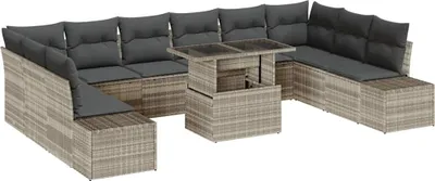 Produktbild von vidaXL Gartensofa-set 11 stk. Hellgrau Poly-Rattan