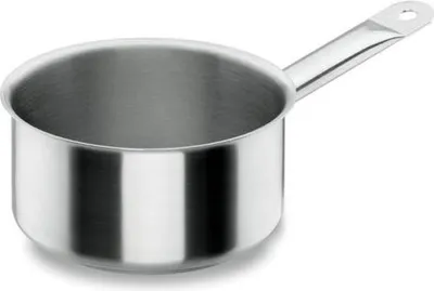 Produktbild von Lacor Chef Klassische Stielkasserolle - Edelstahl 12 cm, induktionsgeeignet, dreifacher Boden für gleichmäßige Wärmeverteilung, ergonomischer Griff, spülmaschinenfest, 0,8 L Fassungsvermögen