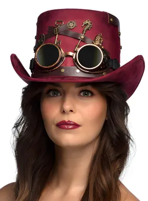Immagine prodotto di Cappello Keypunk – Cilindro steampunk con occhiali e dettagli antichi