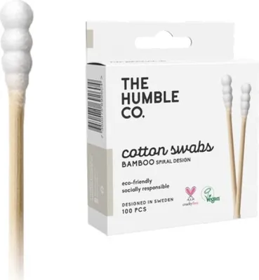 Produktbild von The Humble Co. Bambus und Baumwolle Wattestäbchen Weiße Spiralspitze 100 Stück