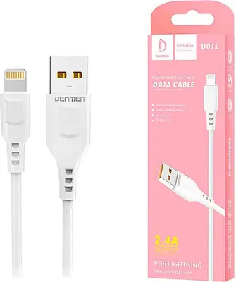 Image de Iphone Usb Cable Denmen White 1M D01L 20W 2.4A