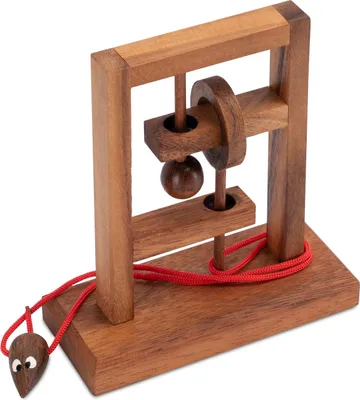 Produktbild von Verflixter Rahmen - Schnurpuzzle - Knobelspiel aus Holz mit stabilem Fuß