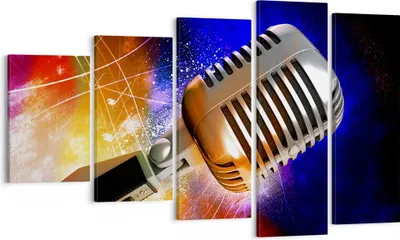 Produktbild von Bild auf Leinwand - Leinwandbild - Mikrofon Musik Sänger - 100x60cm - Wand Bild - Wanddeko - Leinwanddruck - Bilder - Kunstdruck - Wanddekoration - Leinwand bilder - Wandkunst - EG100x60-0450