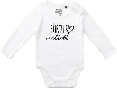 Produktbild von Huuraa Baby Body Fürth verliebt 80 White  Baumwolle Fairtrade Langarmbody Geschenkidee