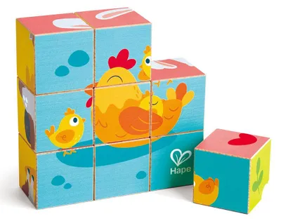 Produktbild von Hape Holz Bauernhof Tiere Blockpuzzle Lernspielzeug für Kinder