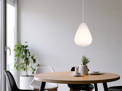 Produktbild von LED Pendelleuchte einflammig Lampenschirm Stoff Wohnzimmerlampen hängend, Ø35cm