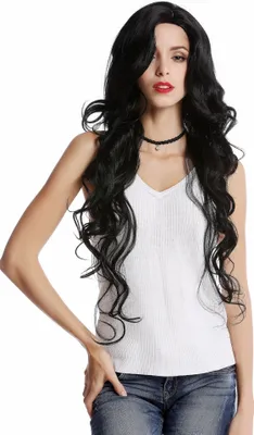 Produktbild von WIG ME UP Perücke schwarz wellig lang Mittelscheitel GF-W2080-1