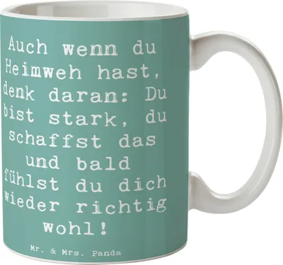 Produktbild von Mr. & Mrs. Panda Teetasse Spruch Heimweh überwinden - Meeresbrise - Geschenk, mutmachen, inspirierend, Zuversicht, trösten, Becher, Trost, Fernweh, Hoffnung, Kaffeepott